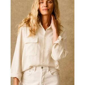 Buck Mason Women's Silken Twill Studio Shirt Boxy Camp Button Down Size Large